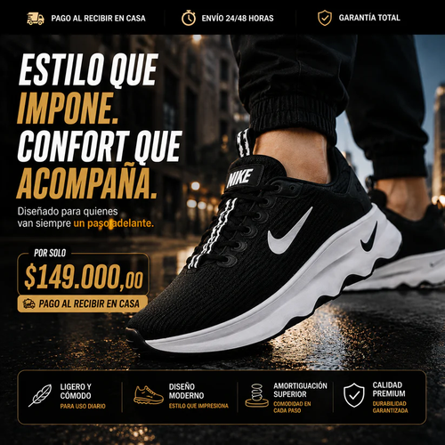 🔥 Nike Motiva Premium | Máximo Confort • 70% OFF Solo Hoy